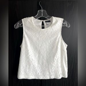 White Lace Sleeveless Blouse